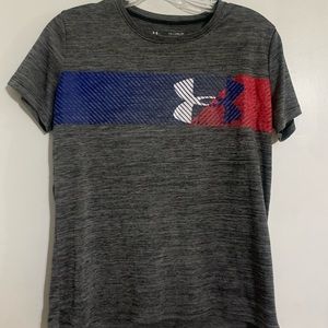 Boys Under Armour short sleeve gray shirt- YXL
